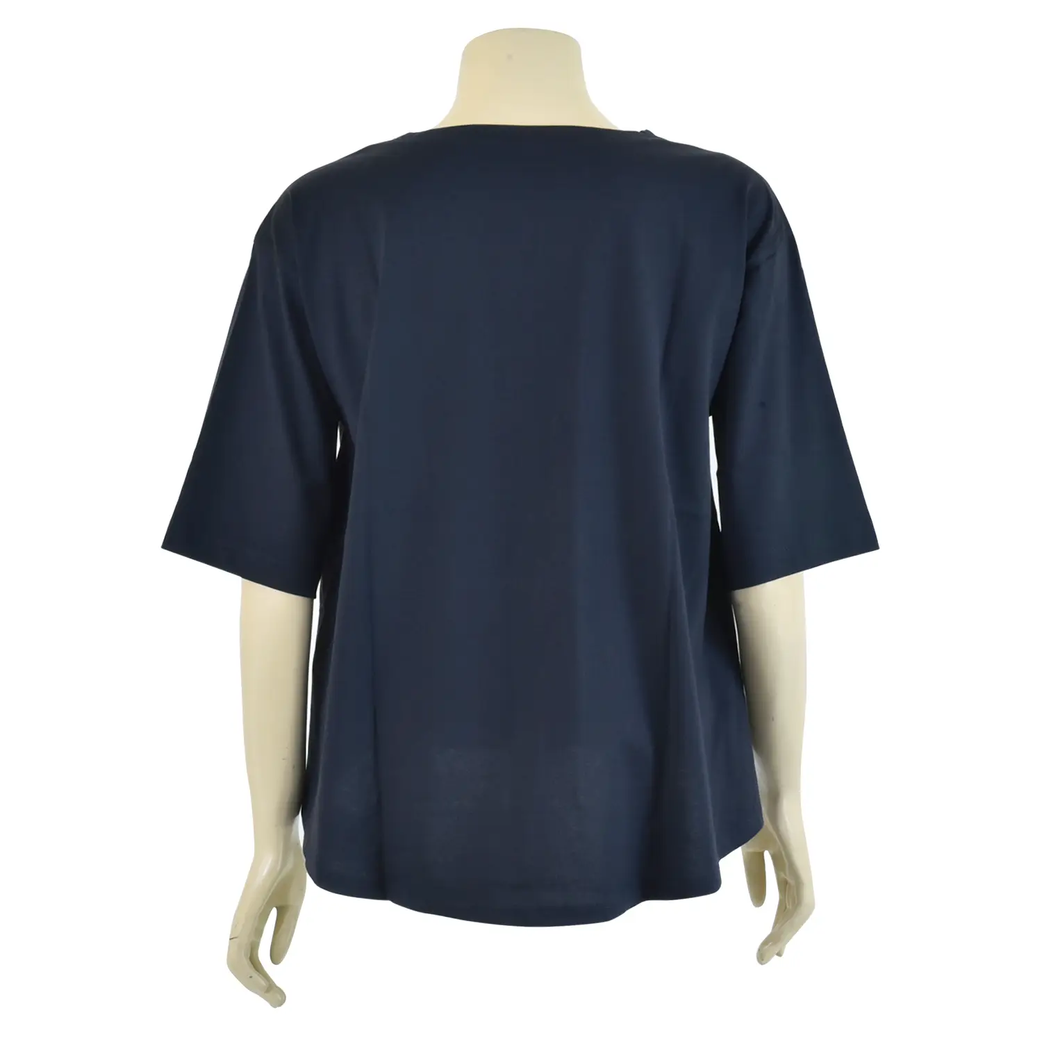 เสื้อแบบสวมคอกลม ตัดต่อผ้าปักลายฉลุ และผ้าพิมพ์ลาย ทรงไหล่ตก - Image 2