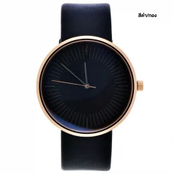 นาฬิกาข้อมือหน้าปัดทรงกลม สายหนังวัวสีดำ รุ่น Timeless - Image 4