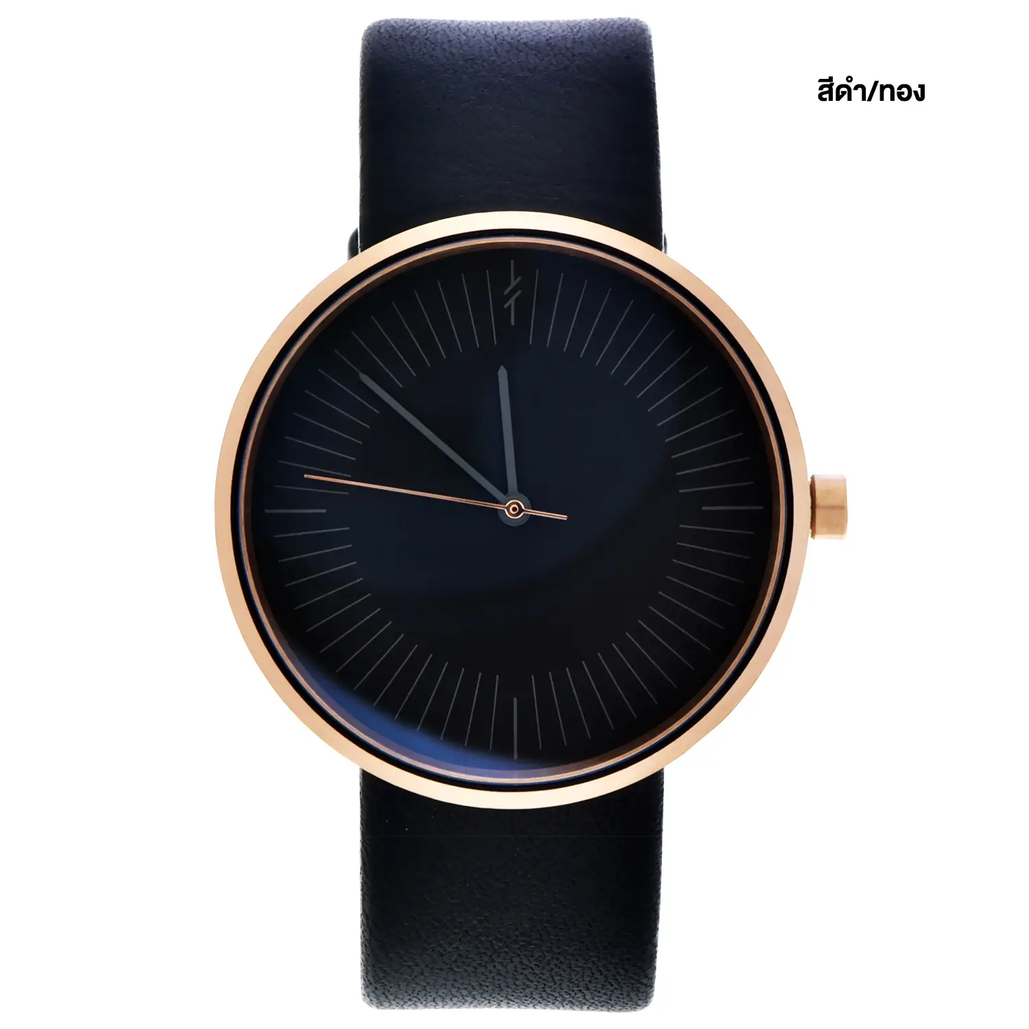 นาฬิกาข้อมือหน้าปัดทรงกลม สายหนังวัวสีดำ รุ่น Timeless - Image 4
