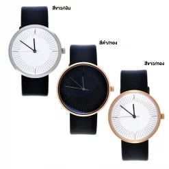 นาฬิกาข้อมือหน้าปัดทรงกลม  สายหนังวัวสีดำ รุ่น Timeless