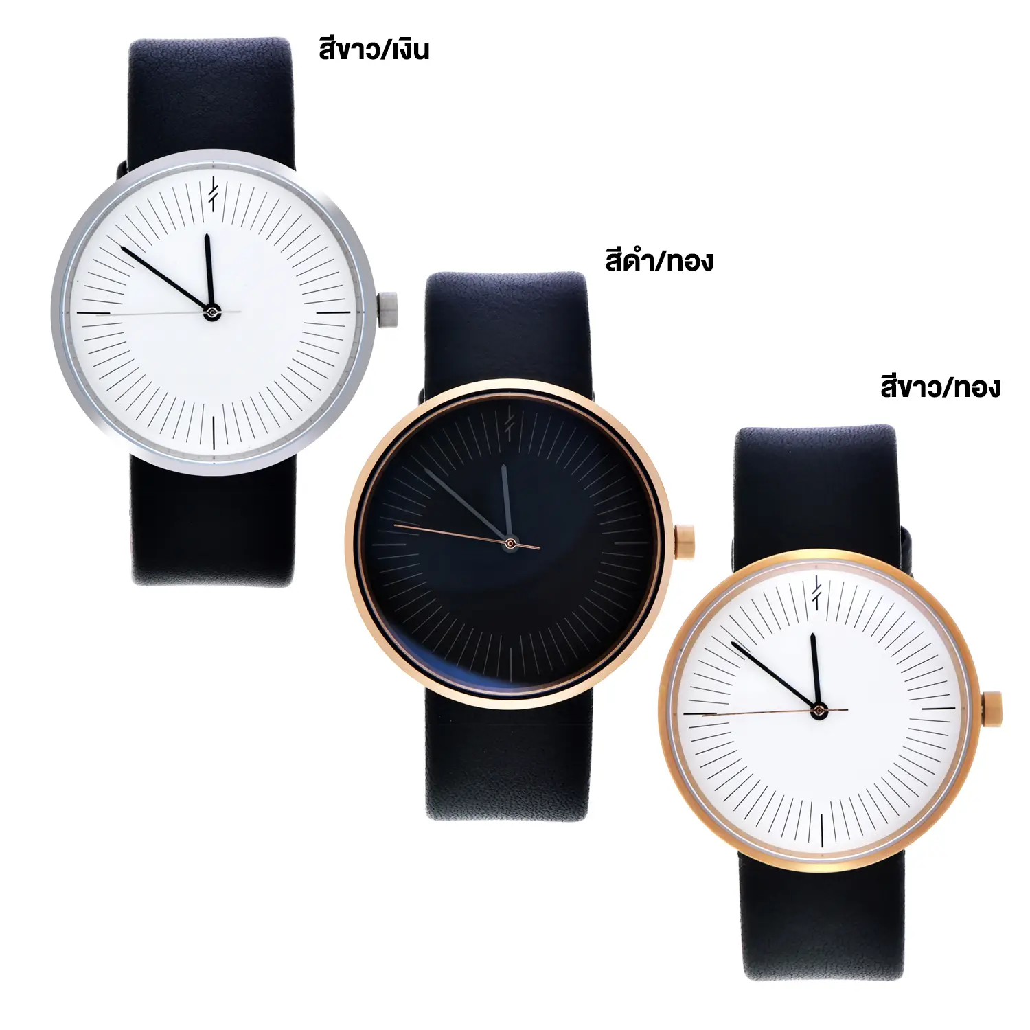 นาฬิกาข้อมือหน้าปัดทรงกลม สายหนังวัวสีดำ รุ่น Timeless