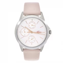 นาฬิกาข้อมือ Lacoste  หน้าปัดทรงกลมประดับ คริสตัล สายหนังวัวแท้สีชมพู