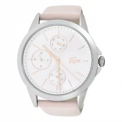 นาฬิกาข้อมือ Lacoste  หน้าปัดทรงกลมประดับ คริสตัล สายหนังวัวแท้สีชมพู - Image 2