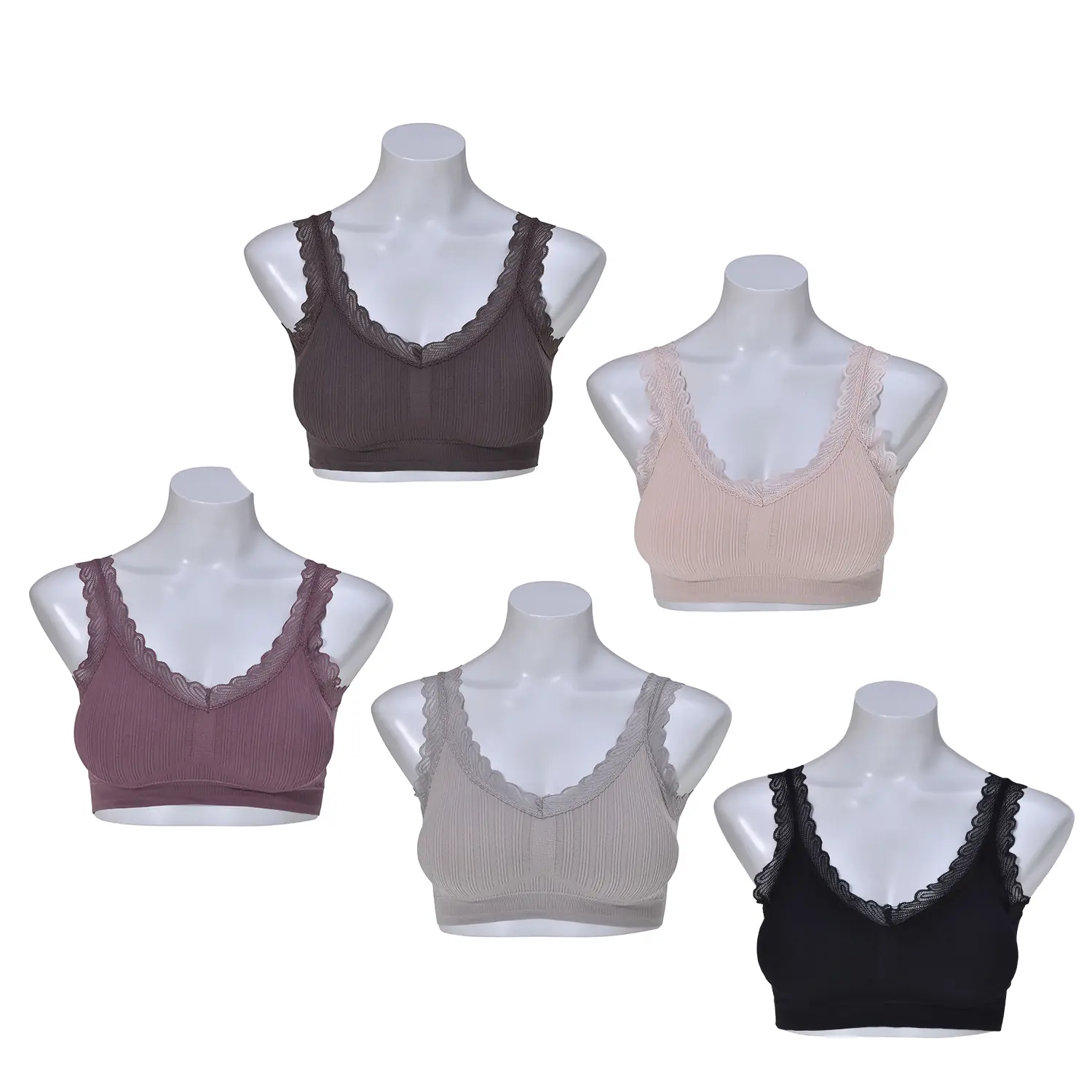 เซตวูลล์ฟอกซ์ รุ่น Good Lace Bra บราแบบ สวมแต่งระบายลูกไม้ ไร้โครง ไร้ตะขอ จำนวน 5 ตัว (คละสี สงวนสิทธิ์ ในการเลือก)