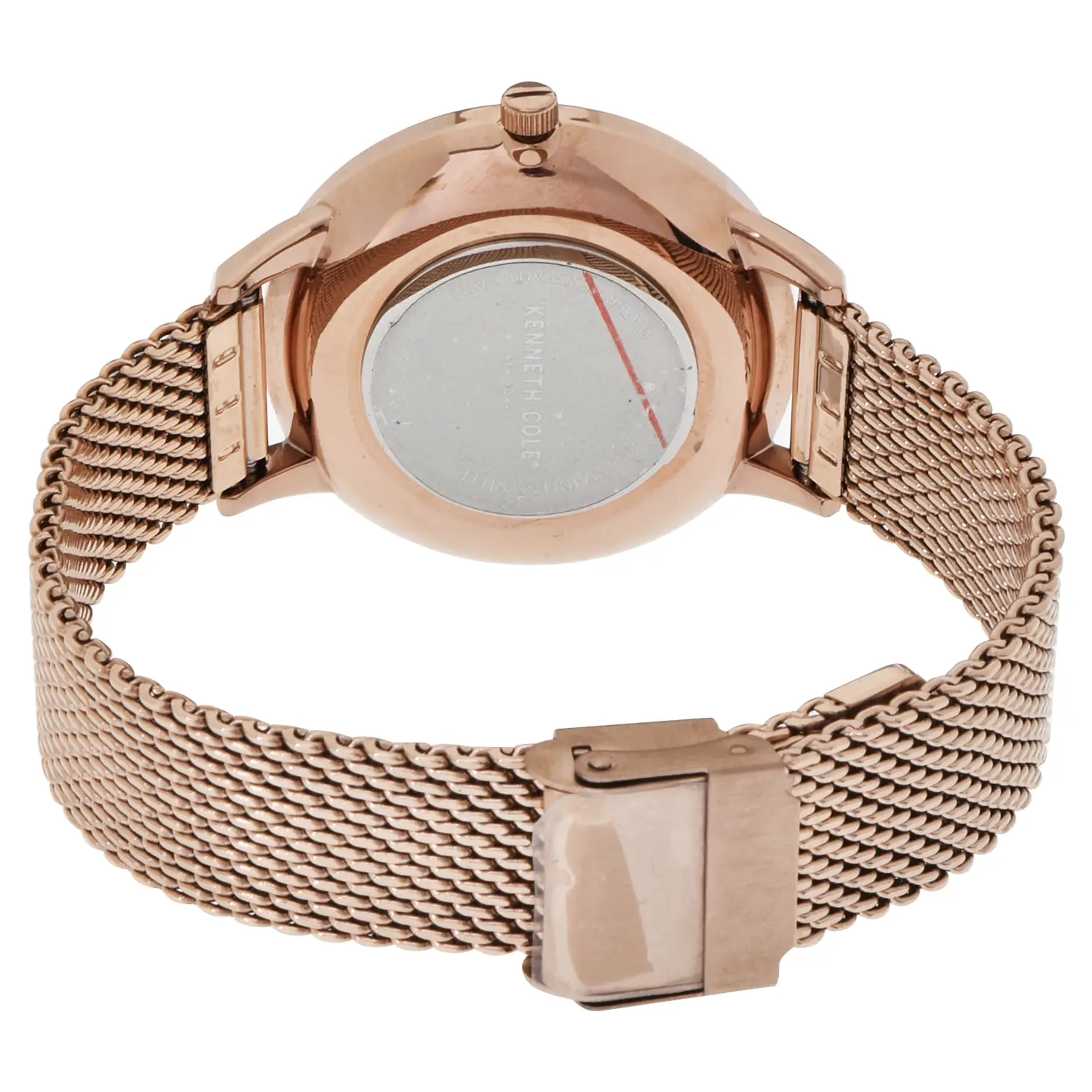 นาฬิกาข้อมือ Kenneth Cole ตัวเรือนทรงกลมสีทองชมพู สายสเตนเลส สตีลแบบถัก - Image 3