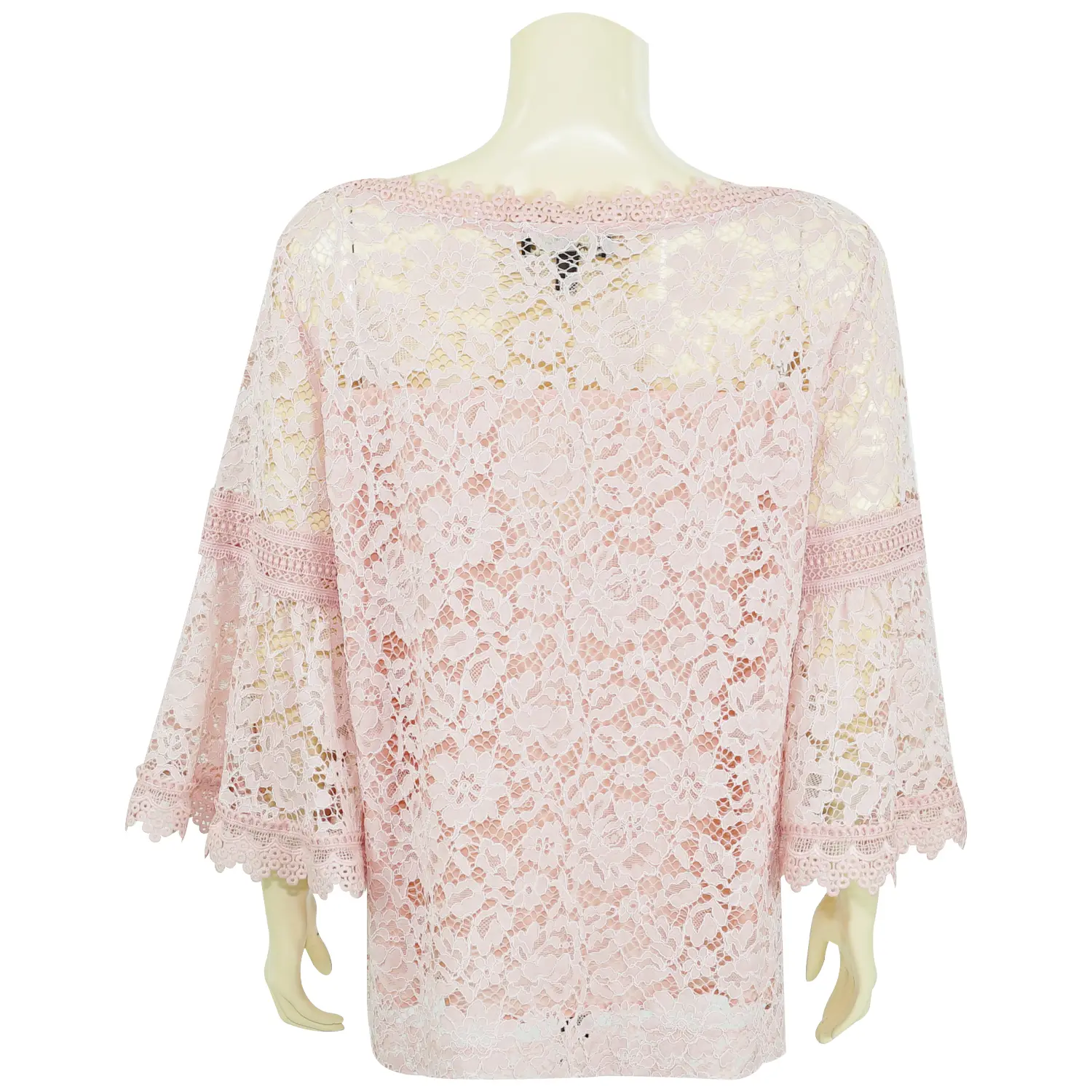 เสื้อสตรีคอปาด ผ้าลูกไม้ แขนยาว 3 ส่วน แขนตัดต่อ รูดบานทรงกระดิ่ง - Image 3