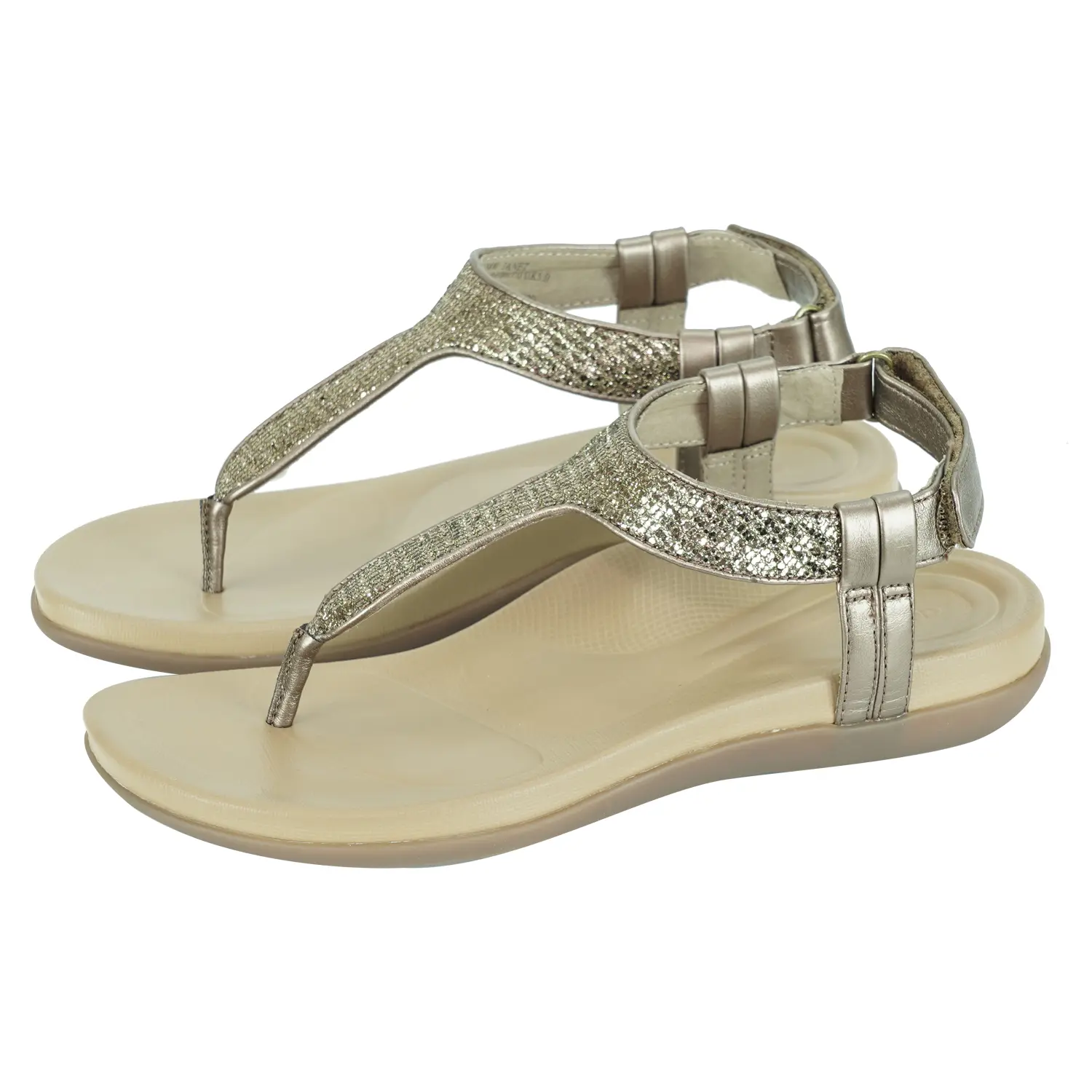 รองเท้าแตะแบบหนีบ ดีไซน์สายรัดข้อเท้า รูปตัว T แต่งเหลือบ สีเมแทลิกส์ รุ่น Janet strap Sandals - Image 2