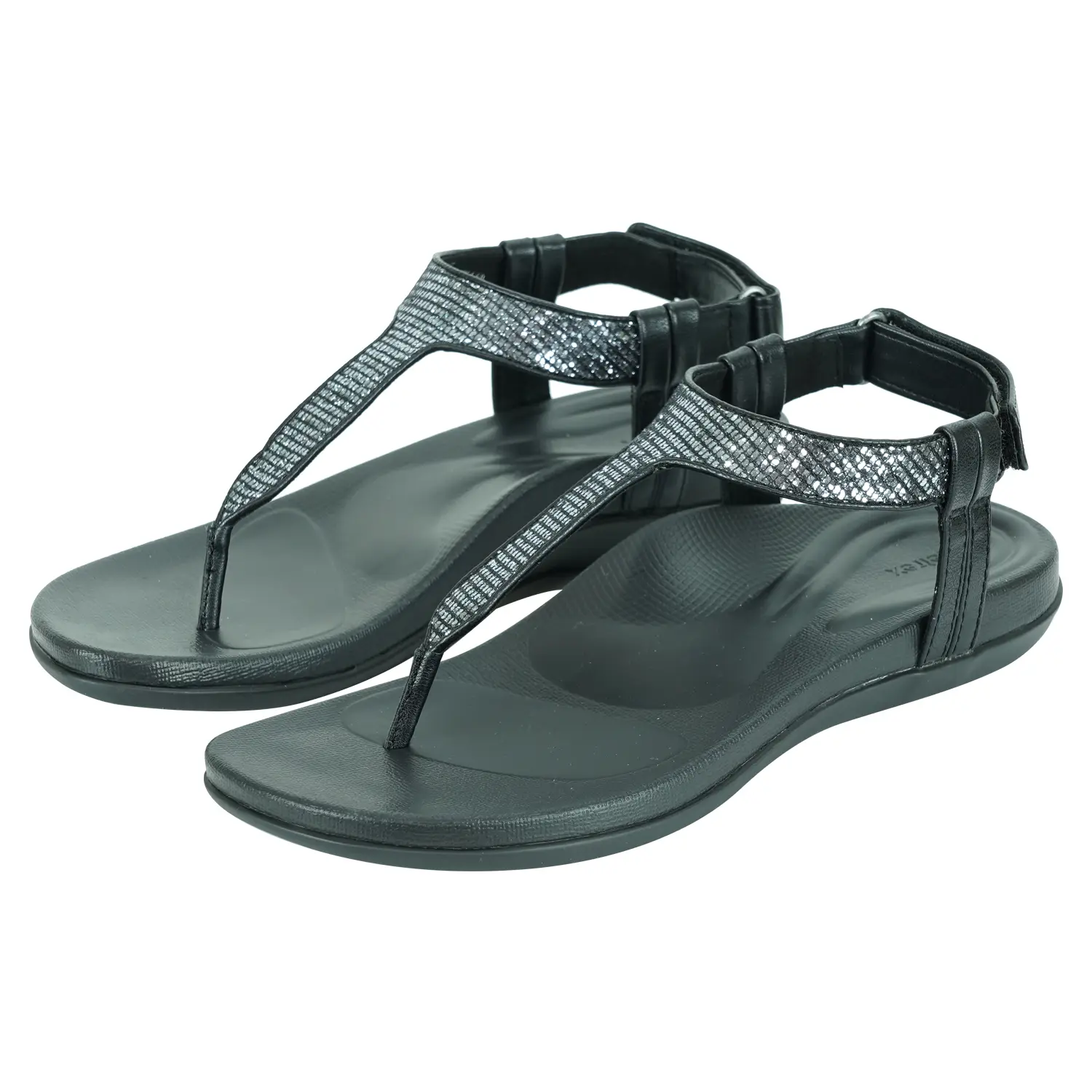 รองเท้าแตะแบบหนีบ ดีไซน์สายรัดข้อเท้า รูปตัว T แต่งเหลือบ สีเมแทลิกส์ รุ่น Janet strap Sandals - Image 7