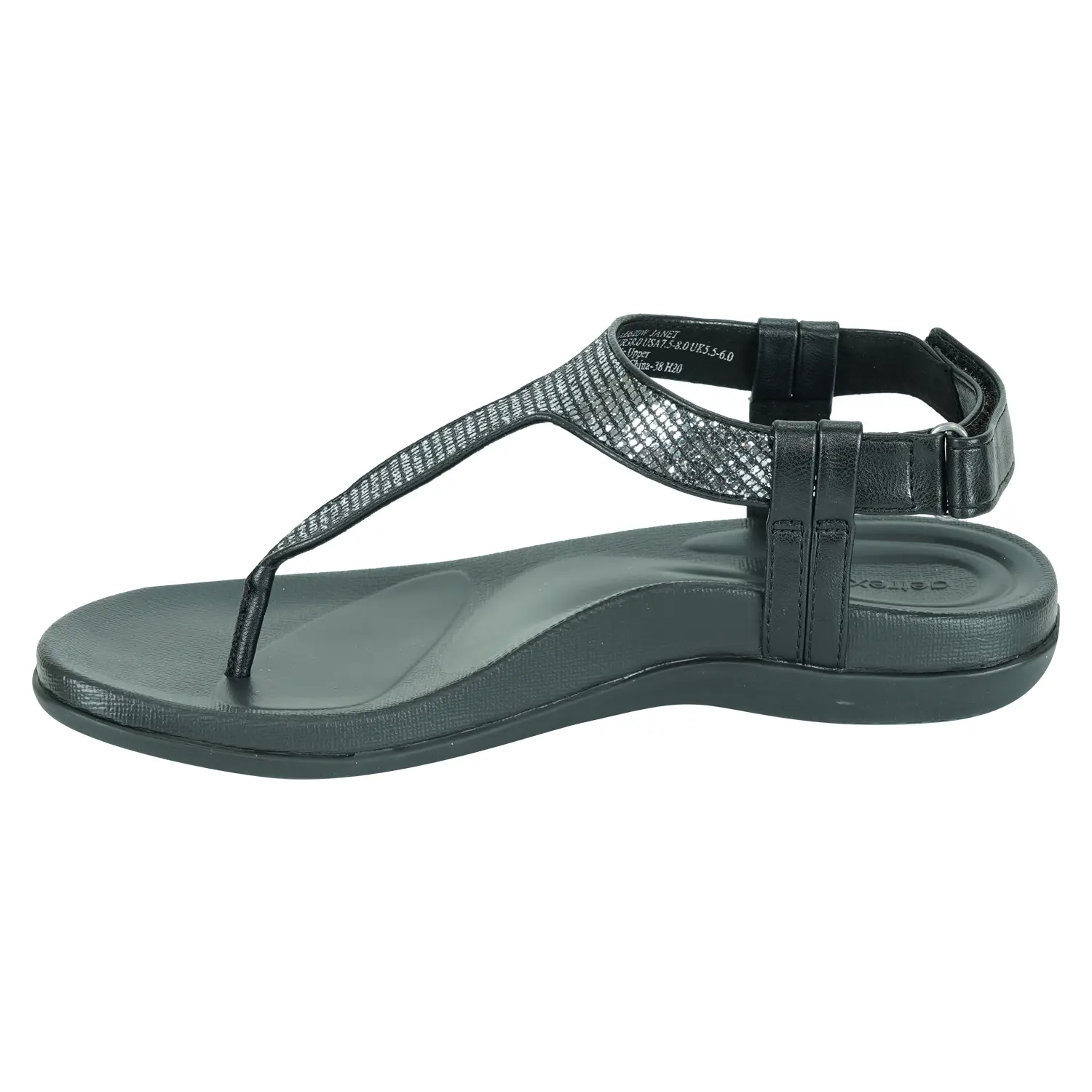 รองเท้าแตะแบบหนีบ ดีไซน์สายรัดข้อเท้า รูปตัว T แต่งเหลือบ สีเมแทลิกส์ รุ่น Janet strap Sandals - Image 4