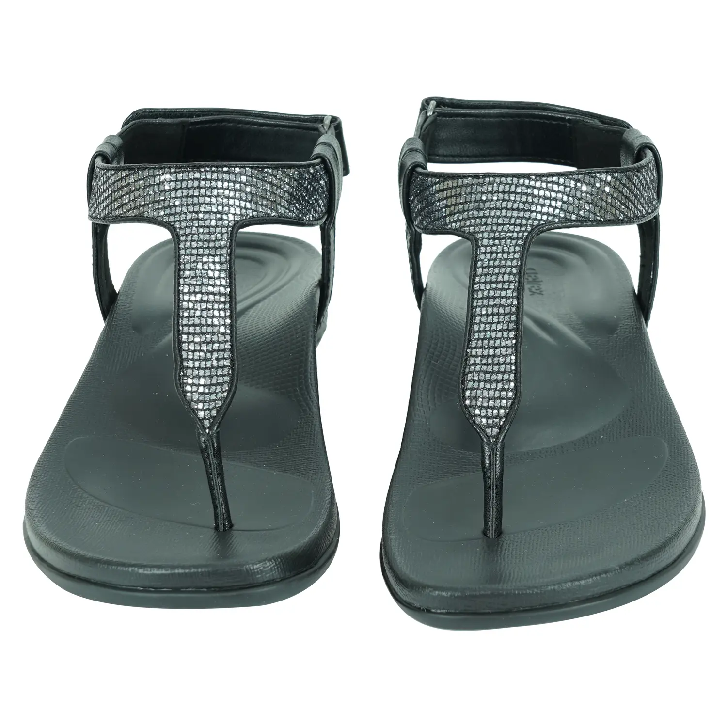 รองเท้าแตะแบบหนีบ ดีไซน์สายรัดข้อเท้า รูปตัว T แต่งเหลือบ สีเมแทลิกส์ รุ่น Janet strap Sandals - Image 3