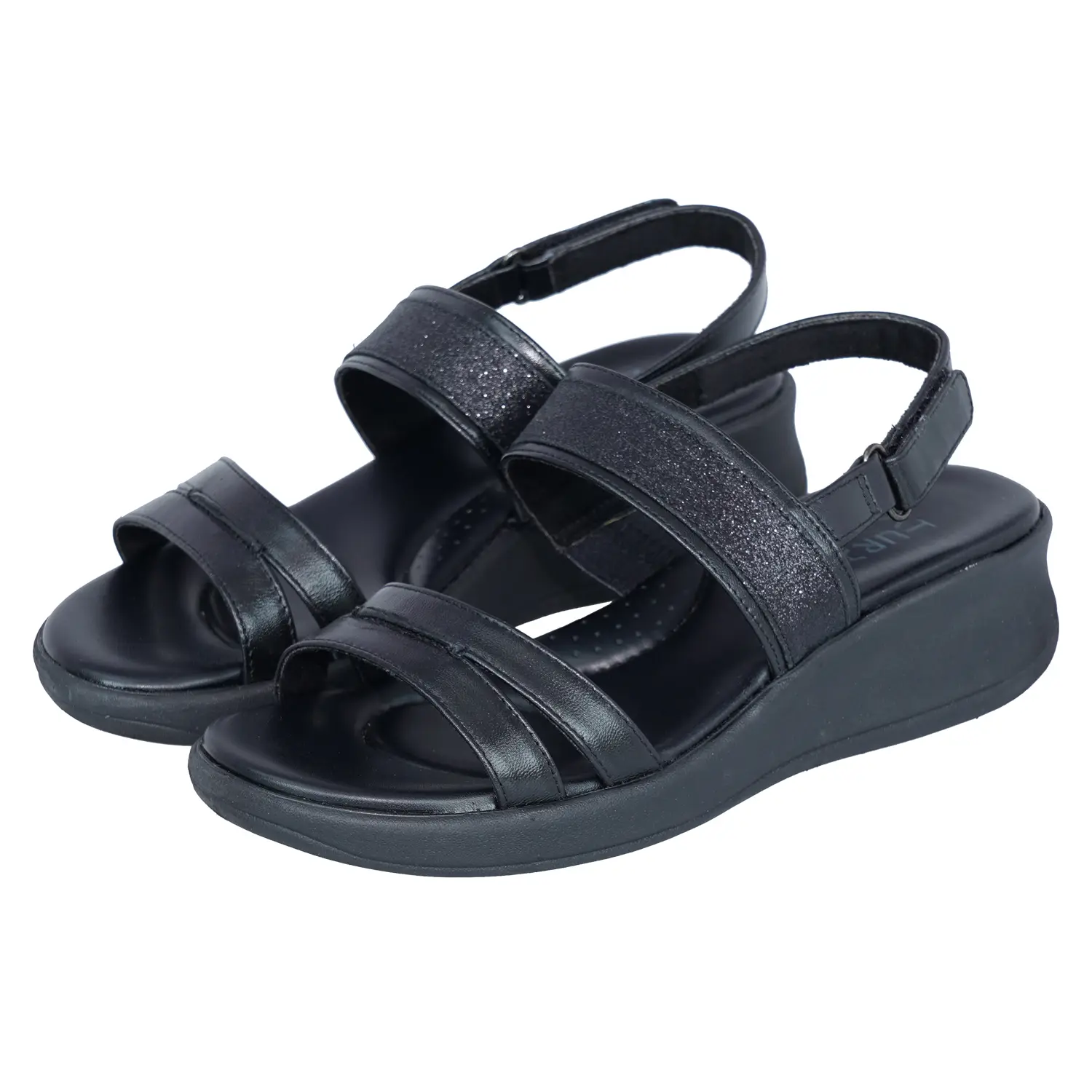 รองเท้าเสริมส้นทรงสปอร์ต สายคาดหนังแกะ แต่งกลิตเตอร์ รุ่น Light-Step - Image 2