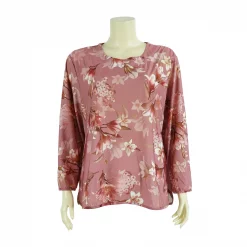 เสื้อคอกลม แขนยาว ลายดอกลิลลี่ แต่งขอบทอง - Image 3