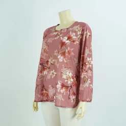 เสื้อคอกลม แขนยาว ลายดอกลิลลี่ แต่งขอบทอง - Image 4