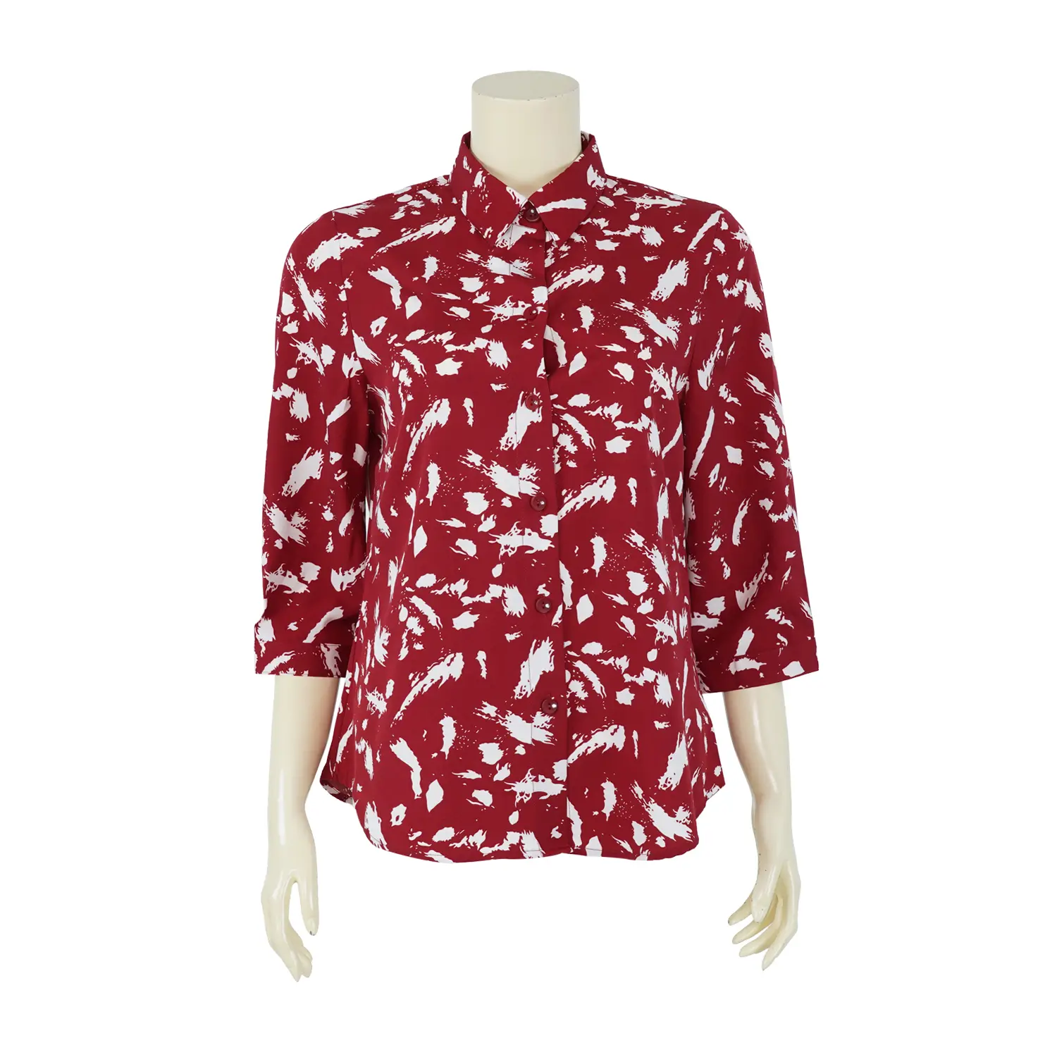 เสื้อเชิ้ต แขนกระบอก ลายดอกไม้