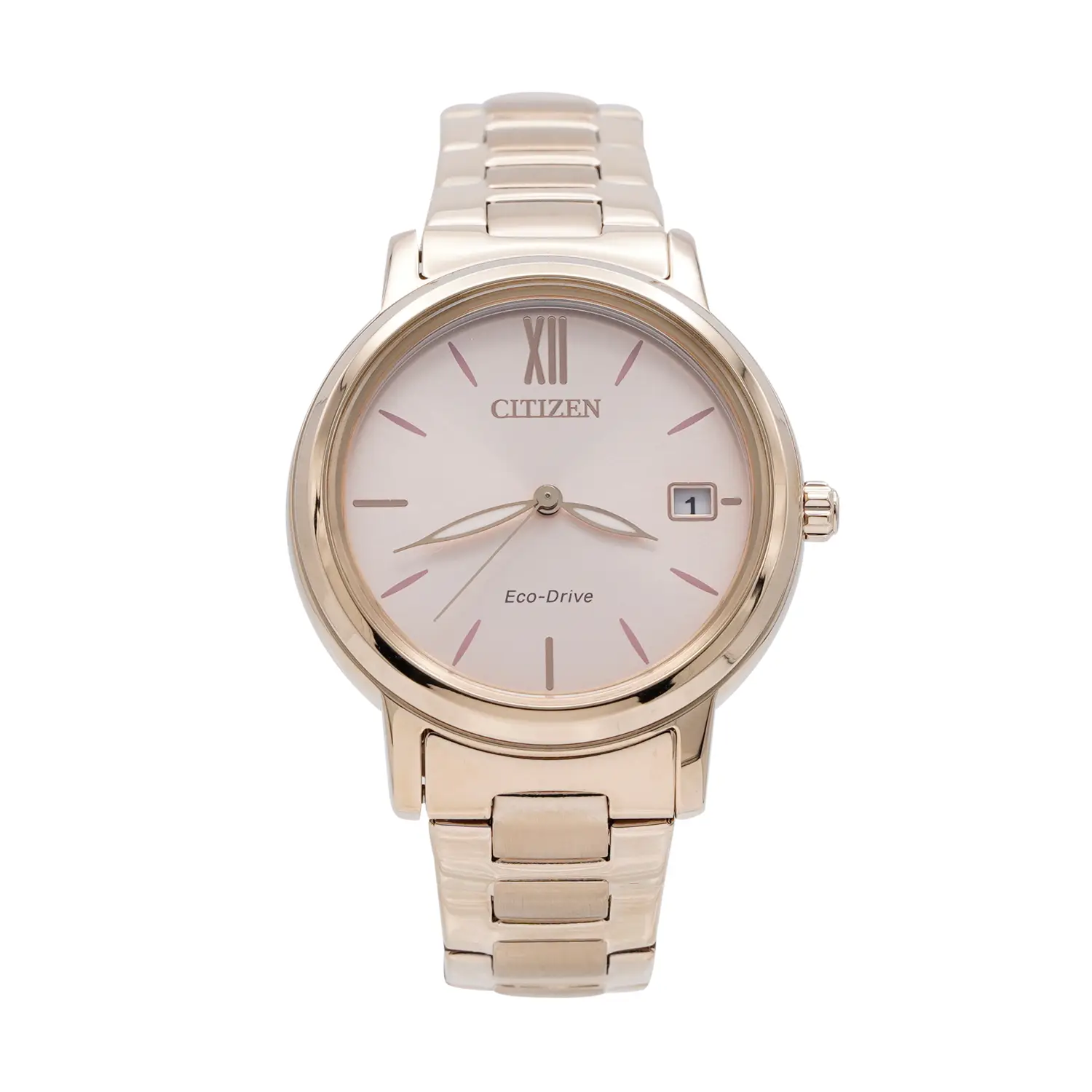 นาฬิกาข้อมือ หน้าปัดกลม สีทองชมพู ระบบ Eco-Drive - Image 2