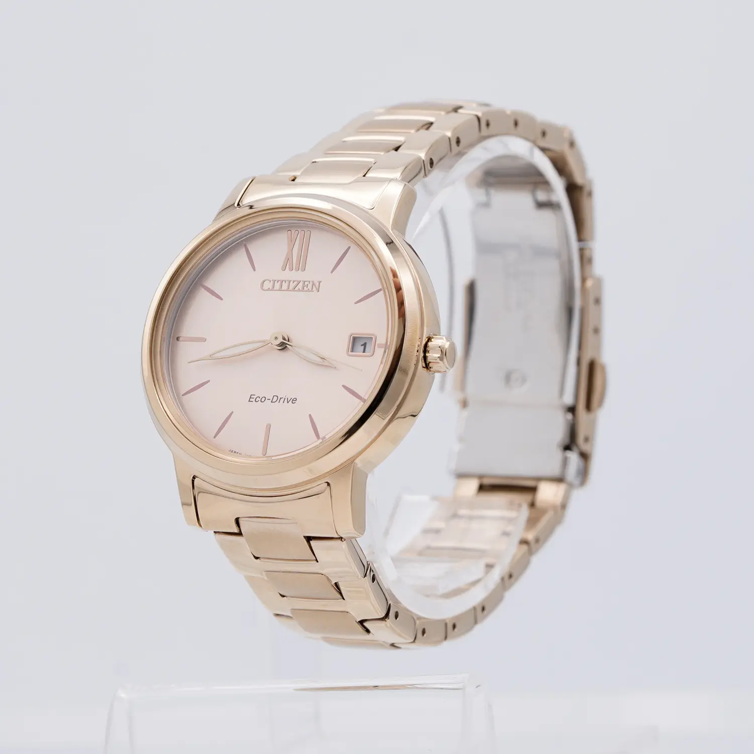 นาฬิกาข้อมือ หน้าปัดกลม สีทองชมพู ระบบ Eco-Drive - Image 3