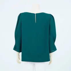 เซตเสื้อคอปาด แขนพอง ดีไซน์อัดพลีท จับจีบปลายแขน - Image 3