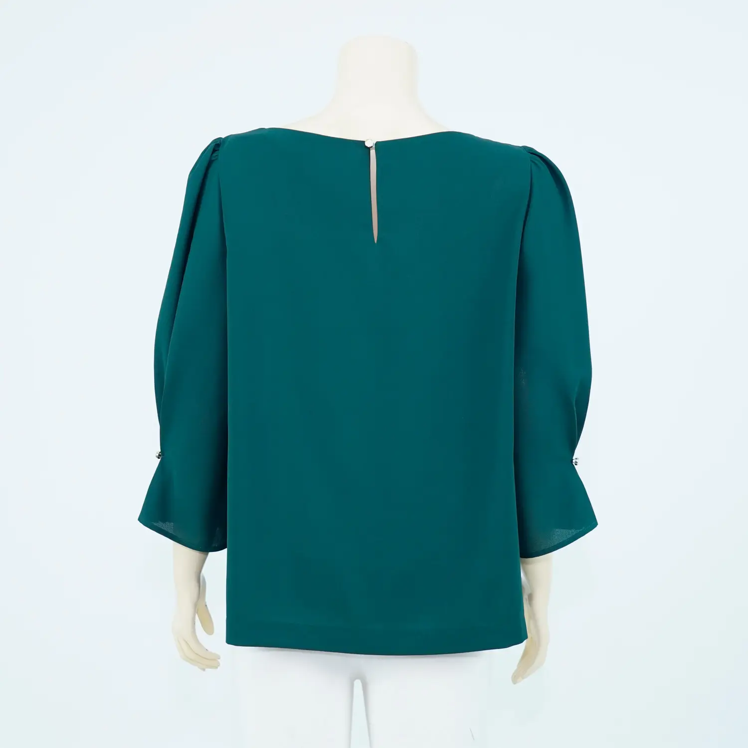เซตเสื้อคอปาด แขนพอง ดีไซน์อัดพลีท จับจีบปลายแขน - Image 3