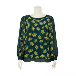 เสื้อคอกลม  แขนยาวทรงกระบอก  ลายดอกไม้