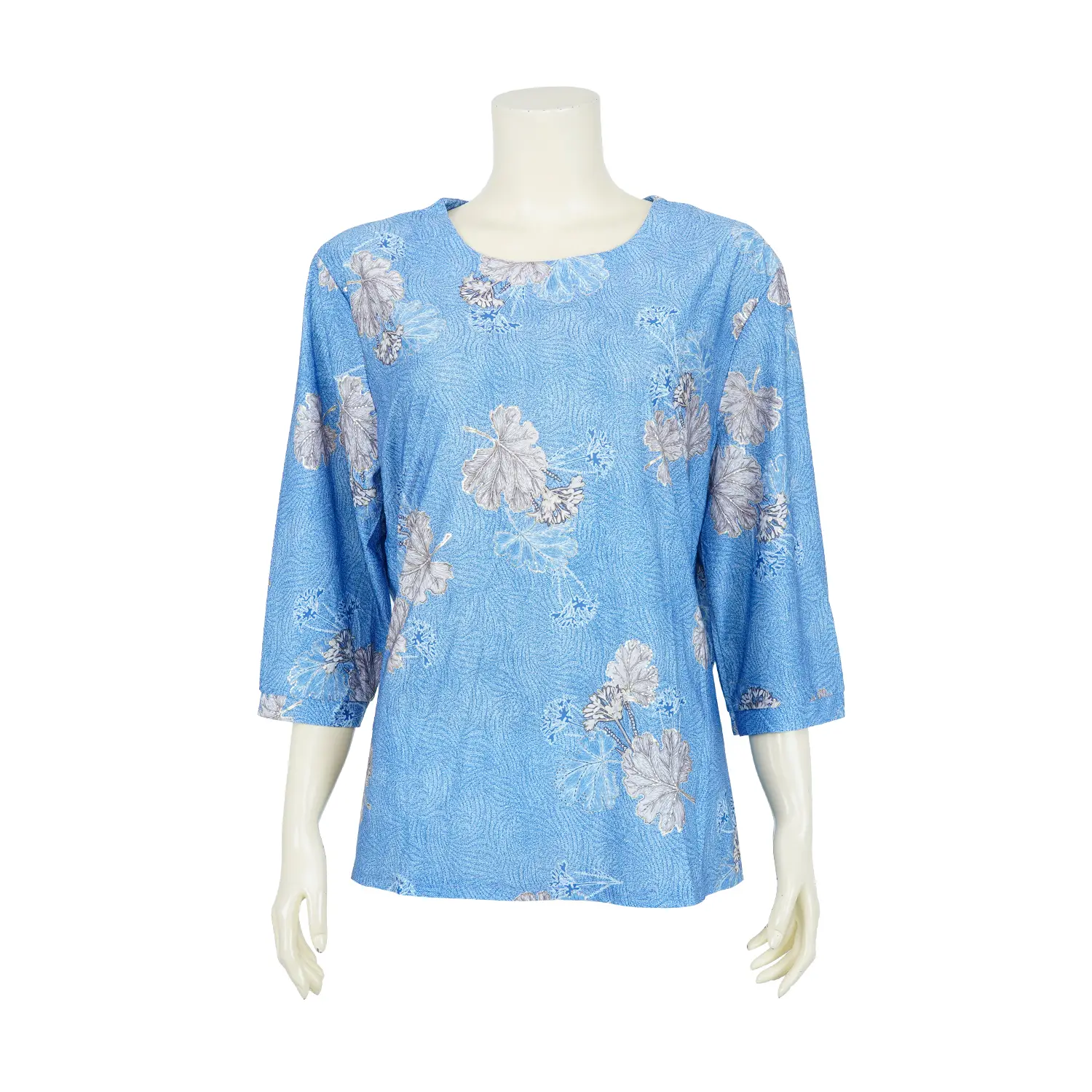 เสื้อคอกลม แขน 4 ส่วน ลายดอกแคสเปีย แต่งขอบทอง - Image 2