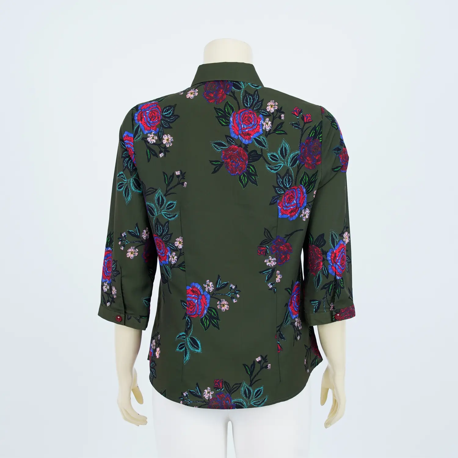 เสื้อเชิ้ต แขนกระบอก ผ้าลายดอกกุหลาบ - Image 3