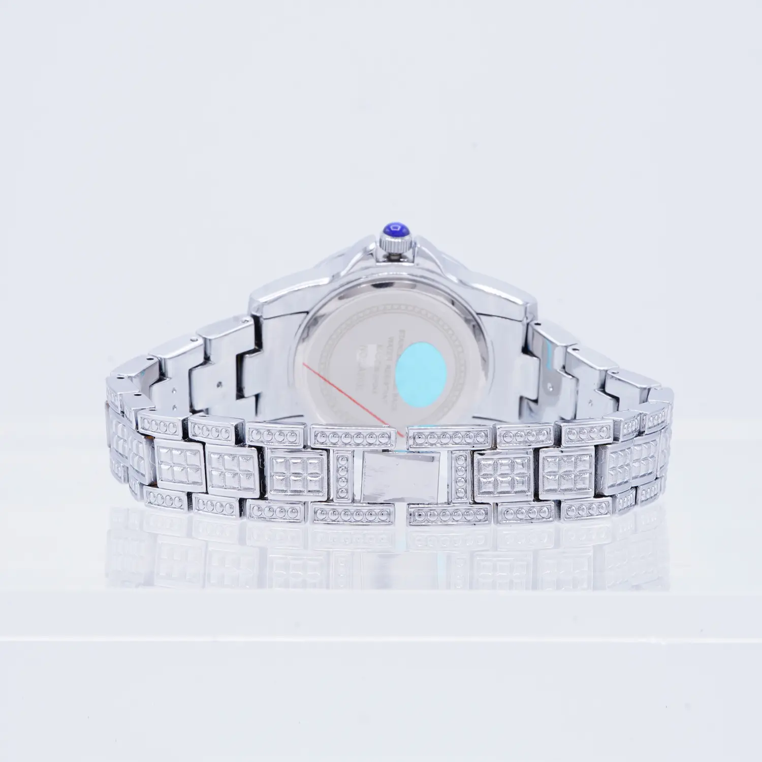 นาฬิกาข้อมือ สเตนเลส สตีล หน้าปัดทรงกลม และสาย ประดับเพชร CZ - Image 3
