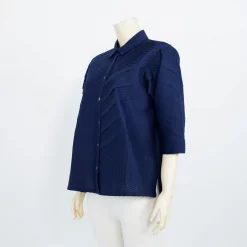 เสื้อคอปกเชิ้ต แขนกระบอก ผ้าดีไซน์ตีเกล็ด - Image 2