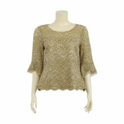 เสื้อคอกลม แขนกระบอก ปลายแขนระบาย ผ้าลูกไม้วาเลนเซีย