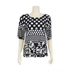 เสื้อคอปาด แขนกระบอกยาว 3 ส่วน ลายโพลกา ดอท