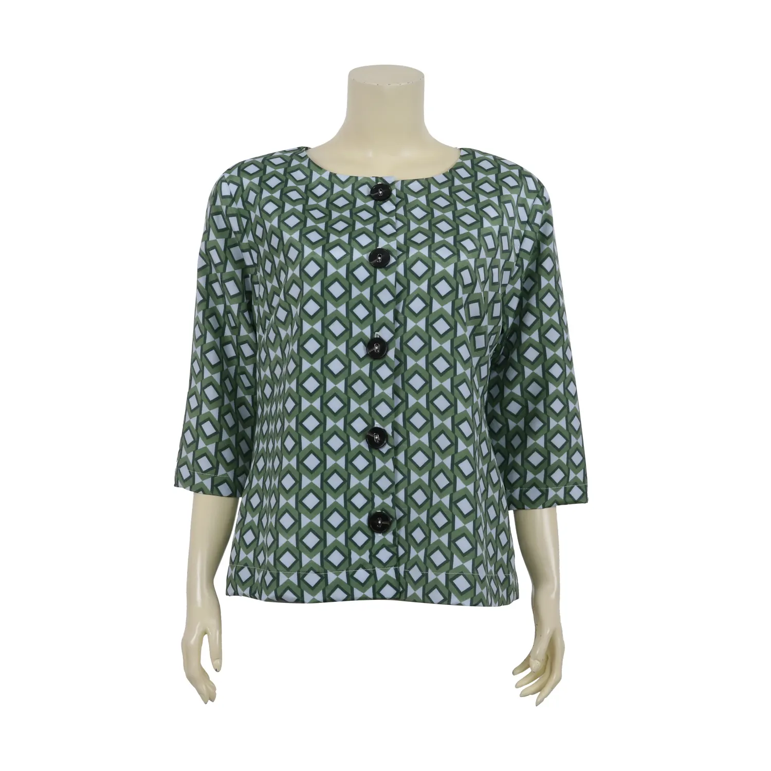 เสื้อคอปาด แขนยาว 4 ส่วน ผ้าซาตินลาย สไตล์กราฟิก