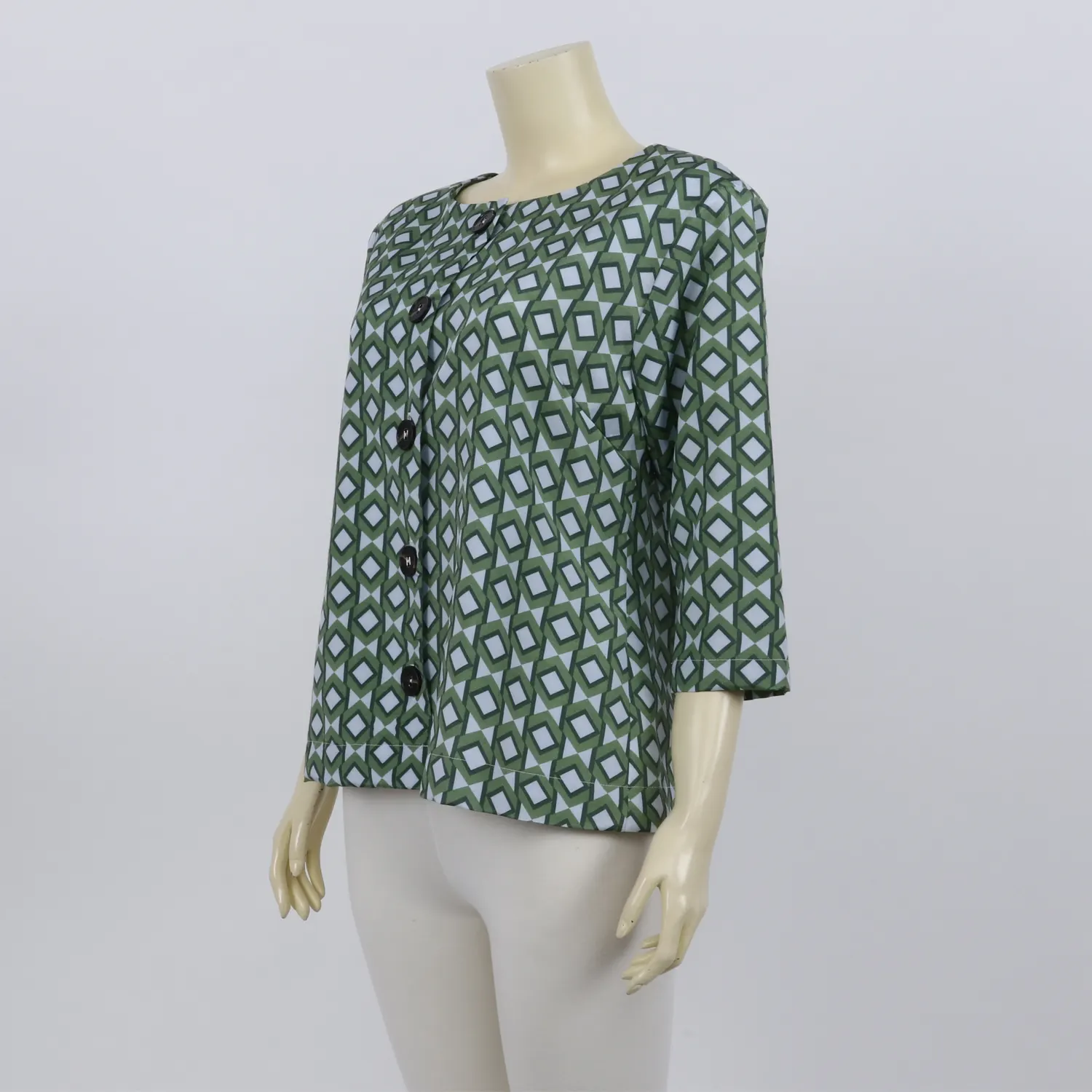 เสื้อคอปาด แขนยาว 4 ส่วน ผ้าซาตินลาย สไตล์กราฟิก - Image 2