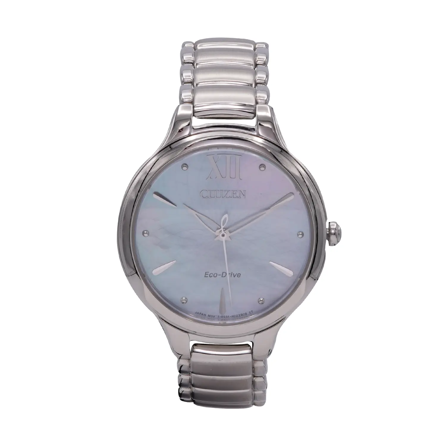 นาฬิกาข้อมือ หน้าปัดกลมพื้นมุก ลายดอกไม้เรขาคณิต ระบบ Eco-Drive - Image 2