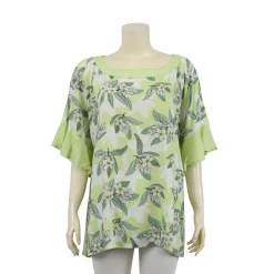 เสื้อคอปาด  แขนทรงแร็กแลน ตัดต่อปลายระบาย  ผ้าลายดอกไม้