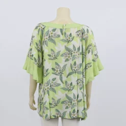 เสื้อคอปาด  แขนทรงแร็กแลน ตัดต่อปลายระบาย  ผ้าลายดอกไม้ - Image 3