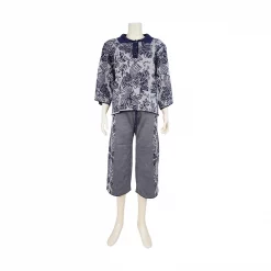 เซตเสื้อคอปก แขนกระบอก และกางเกง ขากระบอก ผ้าทอลาย นกแก้วฟอพัส - Image 3