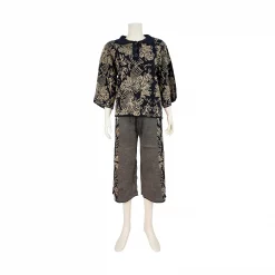 เซตเสื้อคอปก แขนกระบอก และกางเกง ขากระบอก ผ้าทอลาย นกแก้วฟอพัส - Image 4