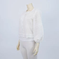 เสื้อคอกลม แขน 5 ส่วน ผ้าคอตตอน ปักฉลุลาย - Image 2
