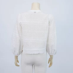 เสื้อคอกลม แขน 5 ส่วน ผ้าคอตตอน ปักฉลุลาย - Image 3