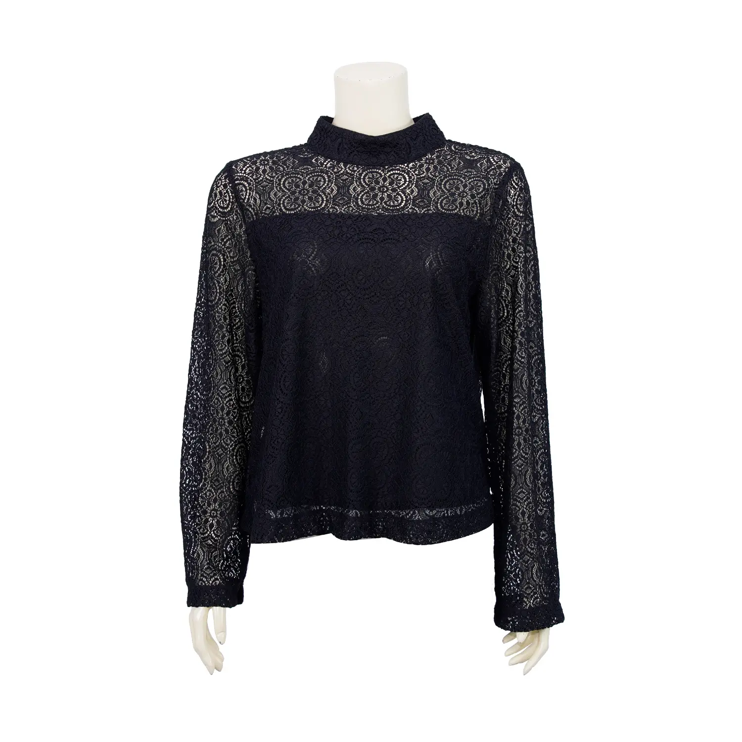 เสื้อคอตั้ง แขนยาว ผ้าลูกไม้