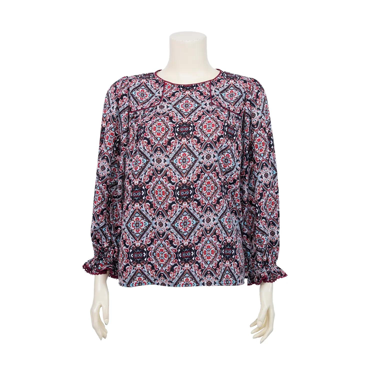 เสื้อคอกลม แขนพอง ยาว 5 ส่วน ผ้าซาติน