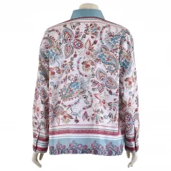 เสื้อเชิ้ตสตรีคอปก แขนยาว ผ้าซาติน พิมพ์ลายเพสลีย์Becky Russell Fashion - Image 3