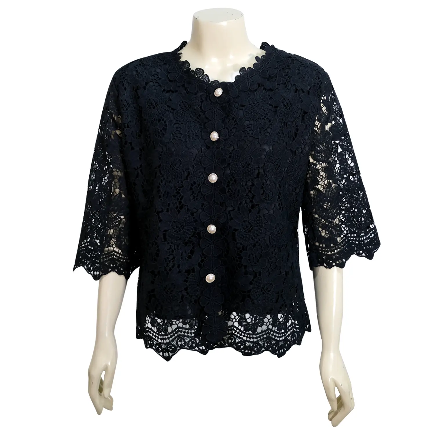 เซตเสื้อผ้าลูกไม้ ดีไซน์ กระดุมหน้า แขนยาว 4 ส่วน - Image 6