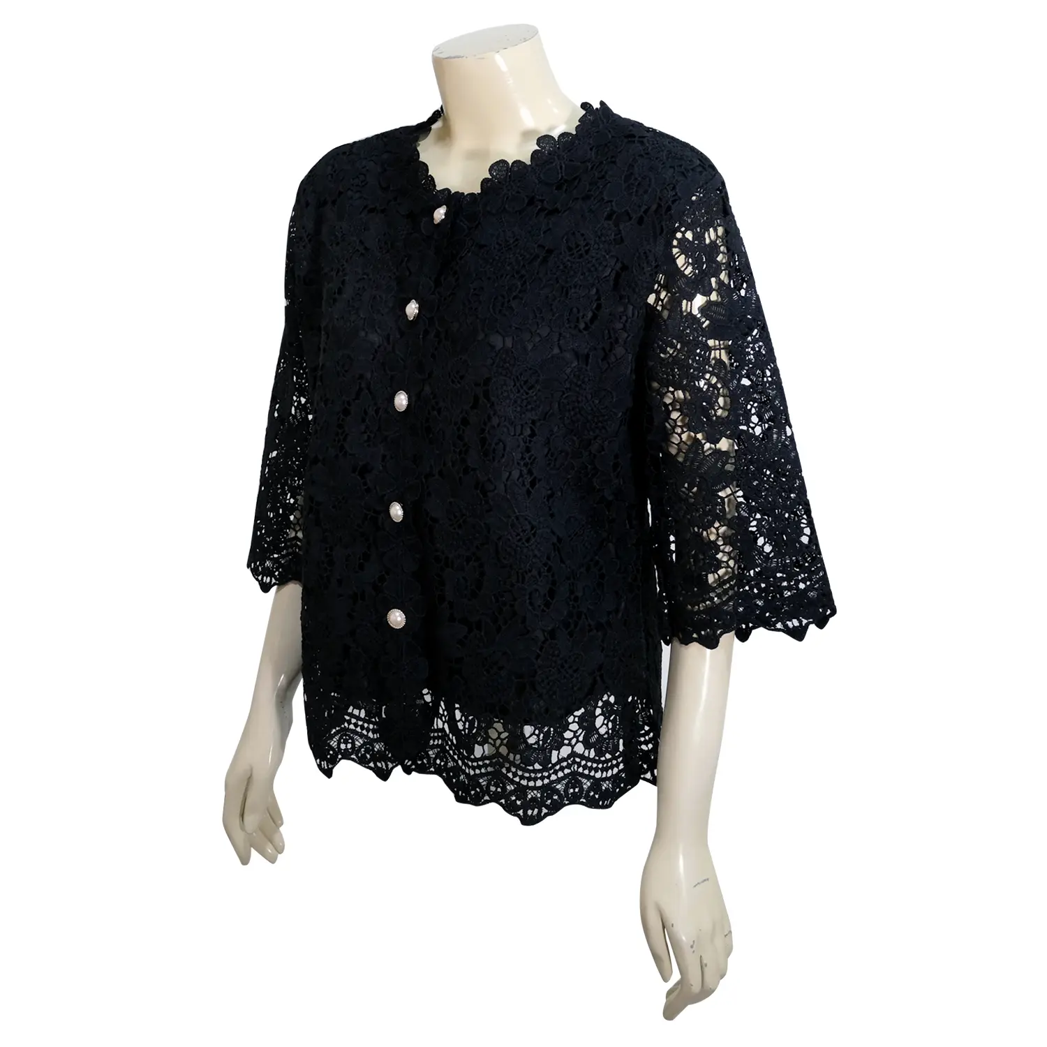 เซตเสื้อผ้าลูกไม้ ดีไซน์ กระดุมหน้า แขนยาว 4 ส่วน - Image 5