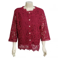 เซตเสื้อผ้าลูกไม้ ดีไซน์ กระดุมหน้า แขนยาว 4 ส่วน - Image 2