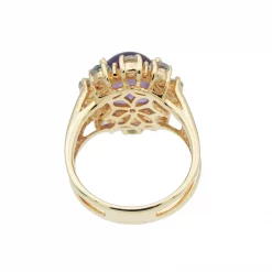 แหวนเงิน925 ชุบทอง14K ประดับแอเมทิสต์, แซปไฟร์สีส้ม และโทแพซสีฟ้า - Image 4