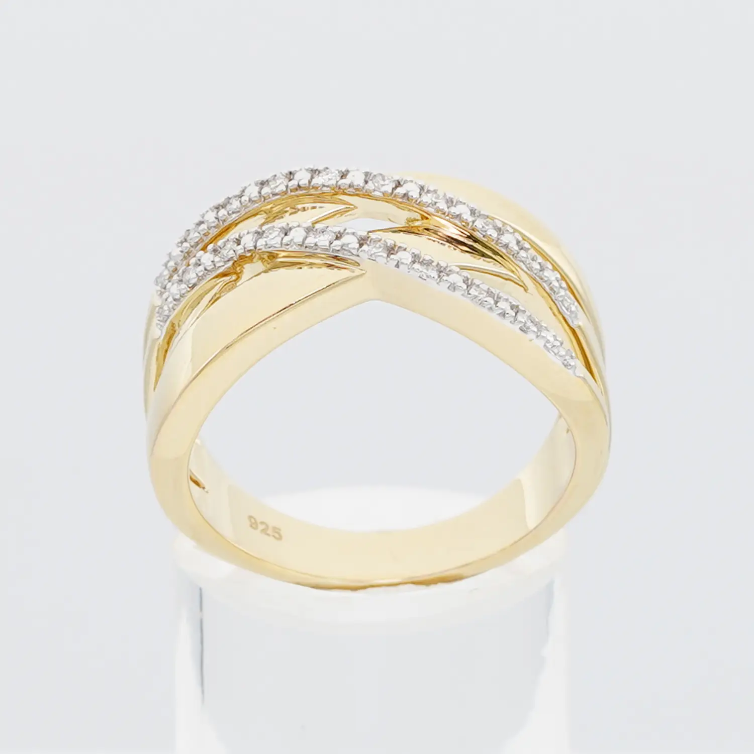 แหวนเงิน925 ชุบทอง14K ประดับเพชรสีขาว - Image 2