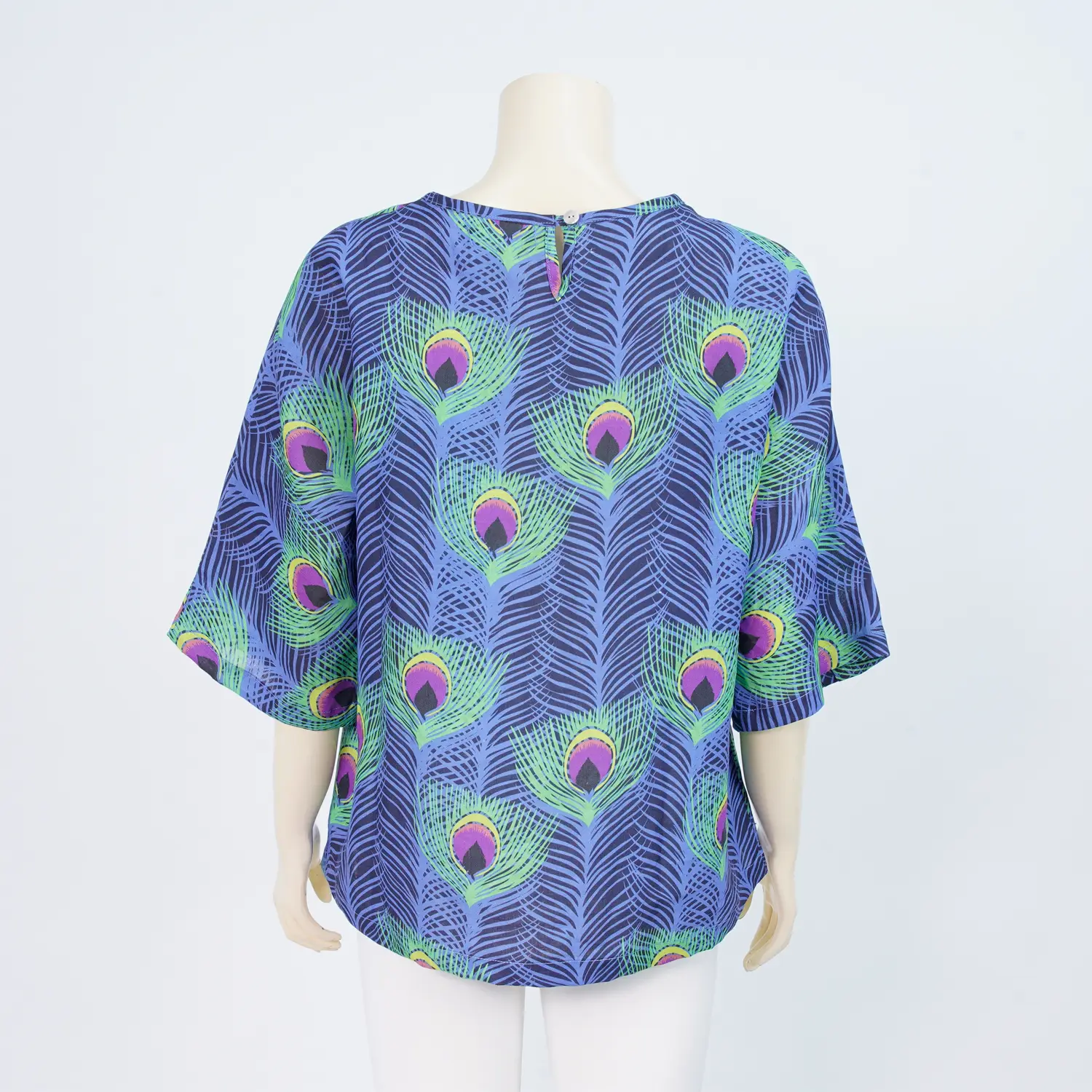 เซตเสื้อคอปาด แขนในตัว 4 ส่วน ผ้าลินินลายหางนกยูง และผ้าคลุมไหล่ - Image 4