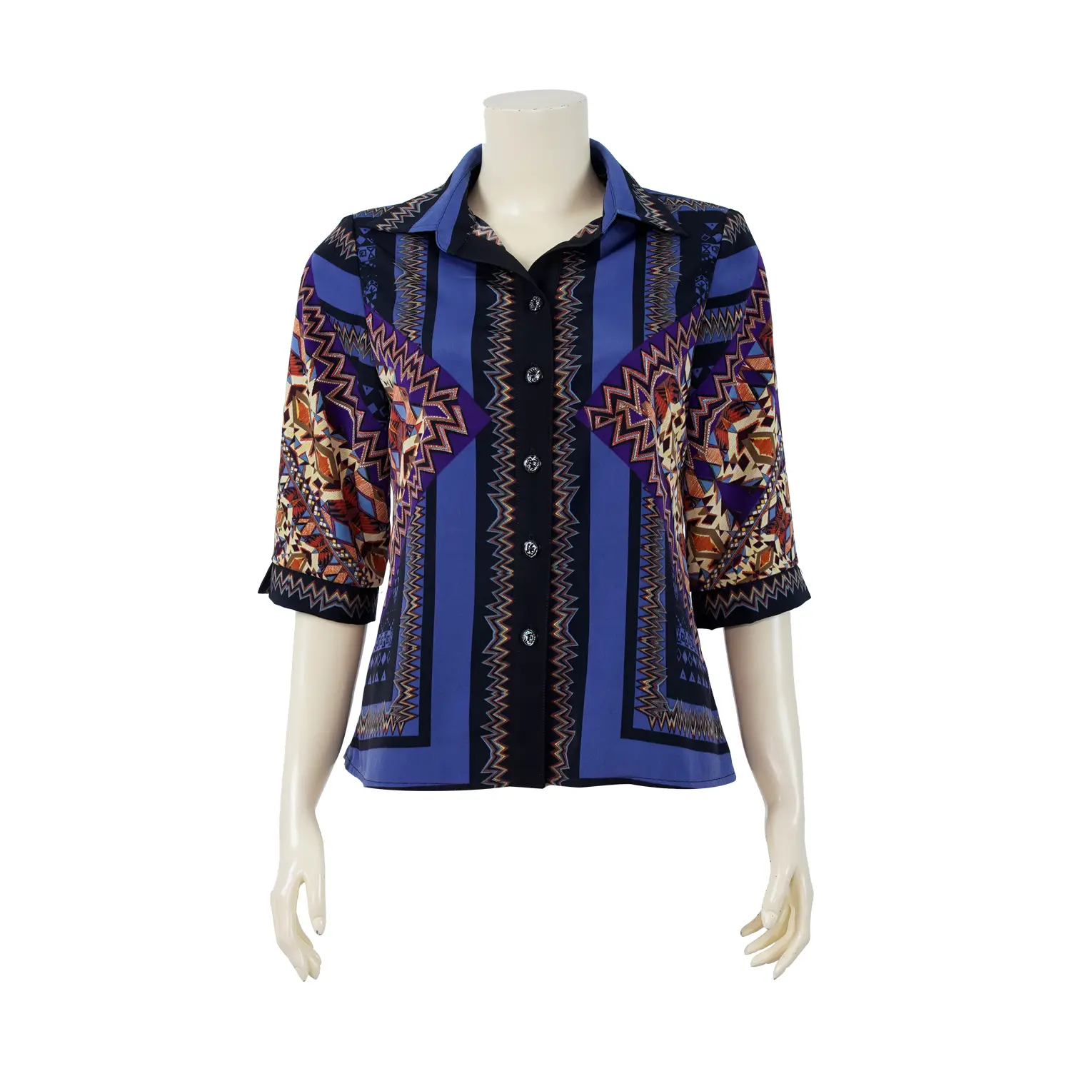 เสื้อคอปกเชิ้ต แขนกระบอก ผ้าพีชสกินพิมพ์ลาย - Image 2