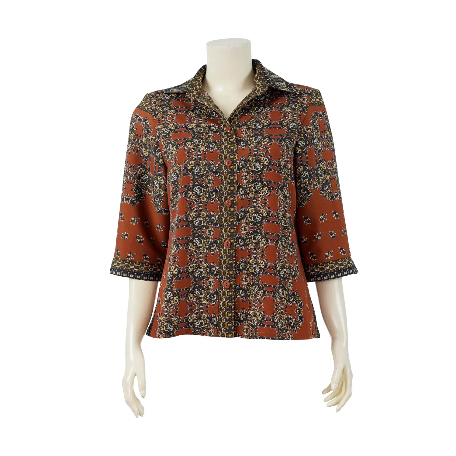 เสื้อคอปกเชิ้ต แขนกระบอก ผ้าพีชสกินพิมพ์ลาย - Image 7