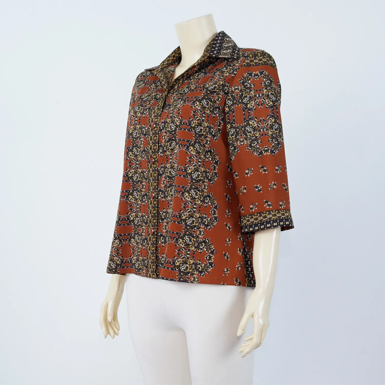 เสื้อคอปกเชิ้ต แขนกระบอก ผ้าพีชสกินพิมพ์ลาย - Image 4